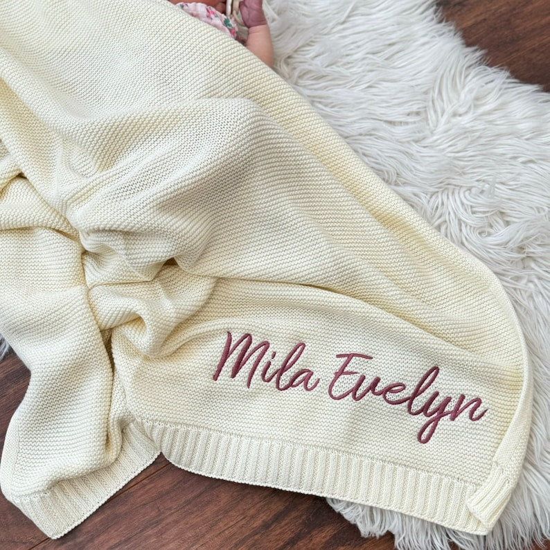 Newborn Baby Blanket Custom Embroidered Baby Stroller Blanket Gift